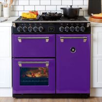 Purple Colour Boutique range cooker in a kitchen